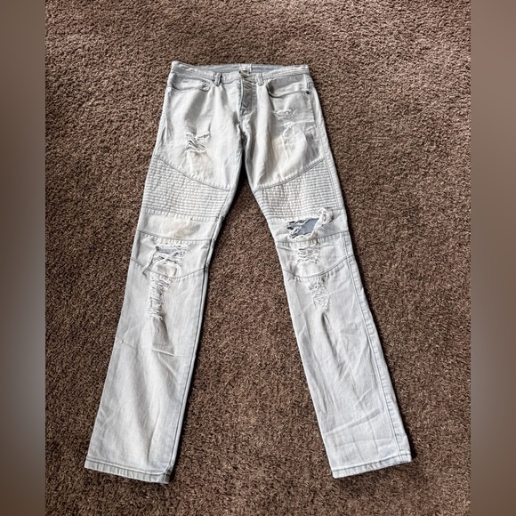 Mens GAP Stampd Light Wash Jeans Distressed EUC Size 32X34 - Picture 1 of 5